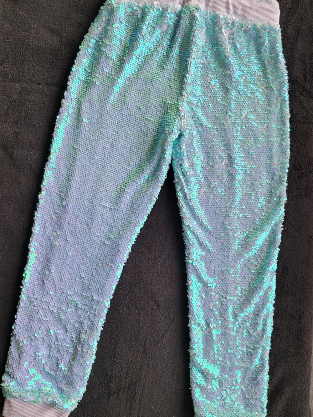 More Than Magic Girls Sequin Joggers L 10/12 Iridescent Mermaid Aqua Blue